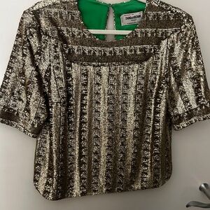 Zadig & Voltaire Metallic Gold and Black Blouse
